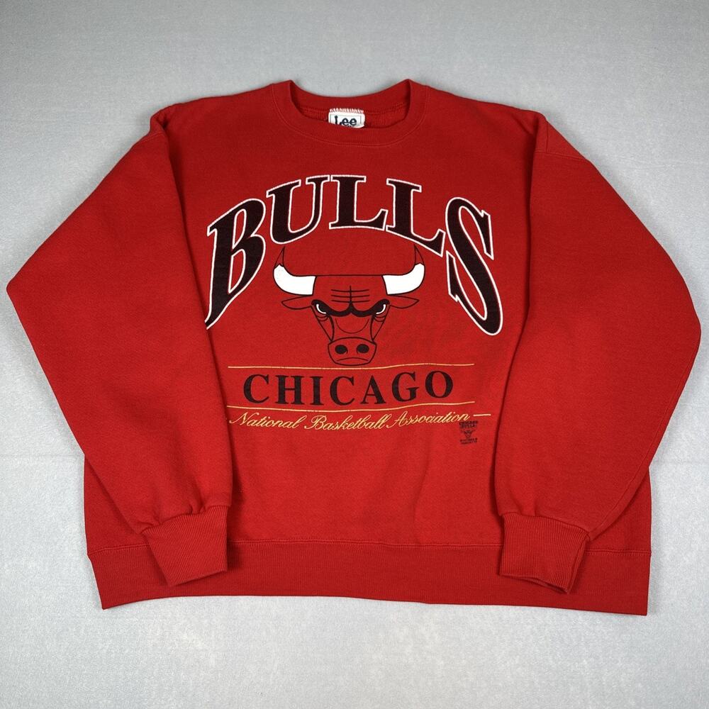 VTG 90s Lee NBA Chicago Bulls Sweatshirt Red Faded Big Logo Crewneck XL